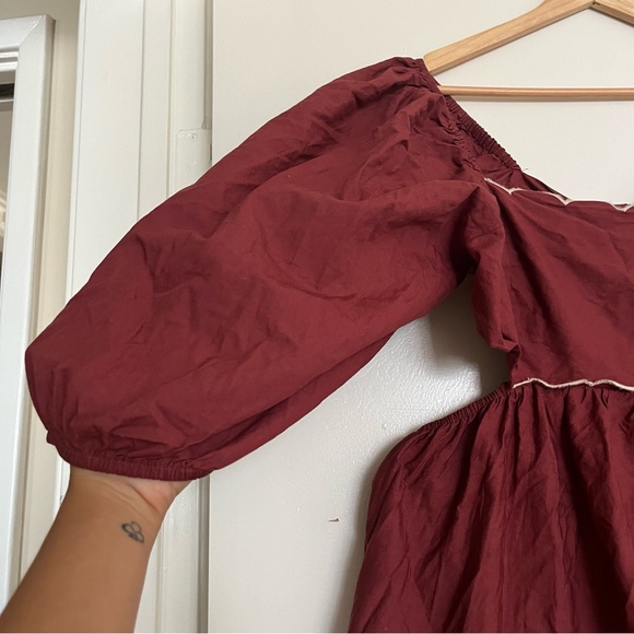 NWT Anthropologie Forever That Girl Scalloped Puff Sleeve Cotton Mini Dress XL - Picture 6 of 13